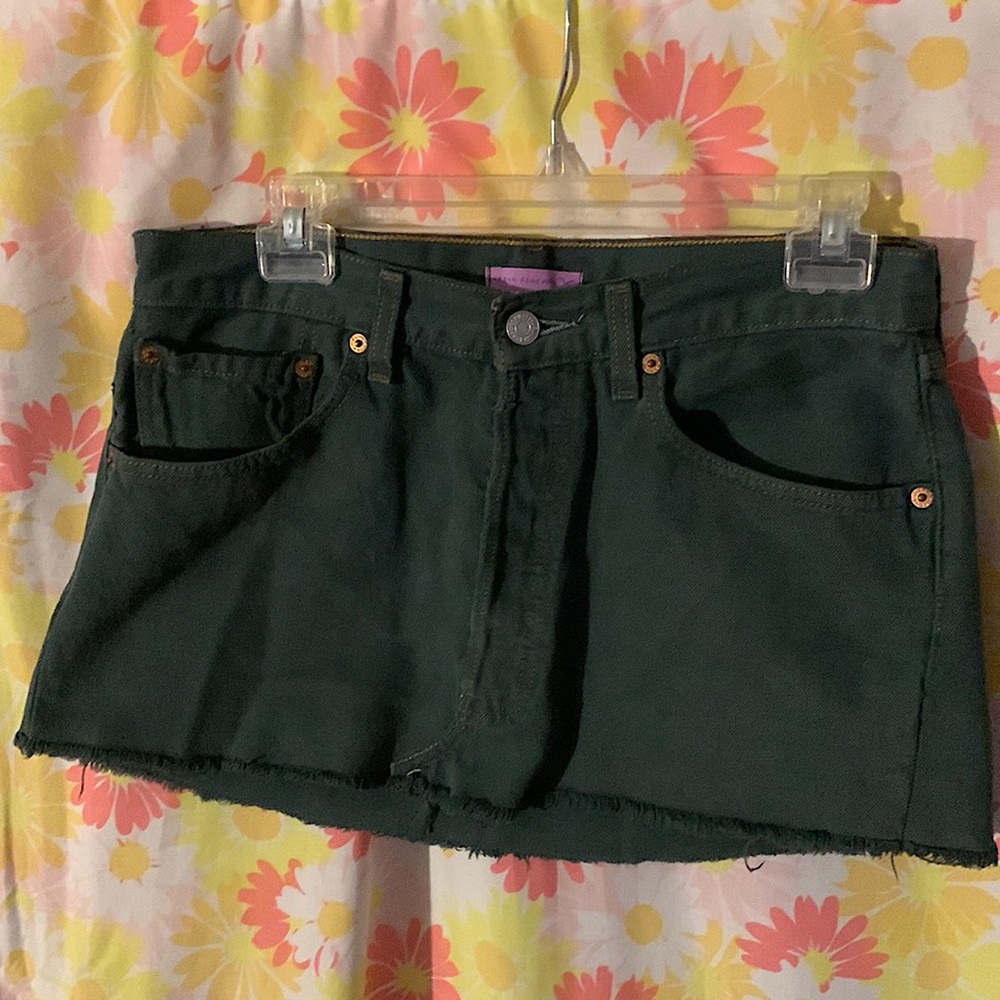 Dark Green Levi mini denim skirt